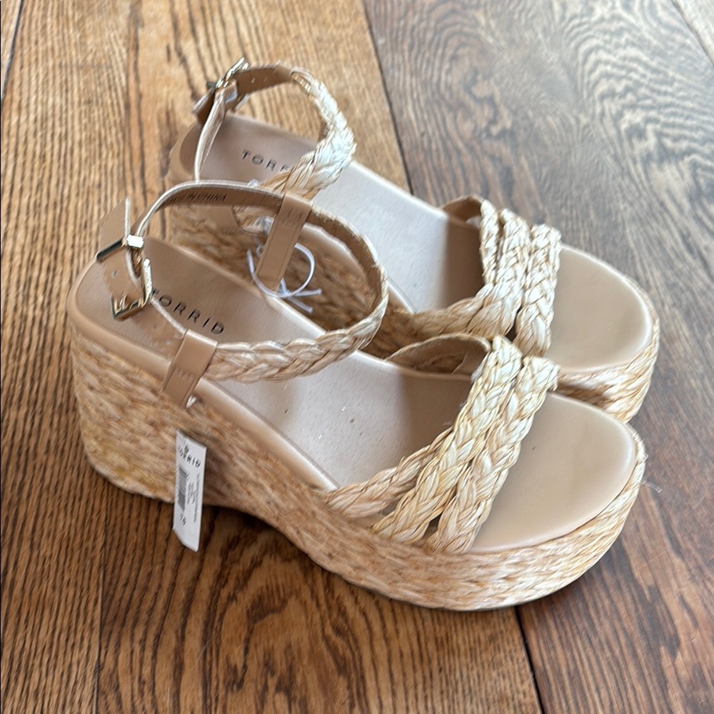 torrid Natural/Tan Braided Espadrille Platform Wedges